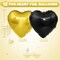 12-Pack 18in Black & Gold Heart Foil Balloons – Mylar Party Decor for Birthday, Wedding & Baby Shower